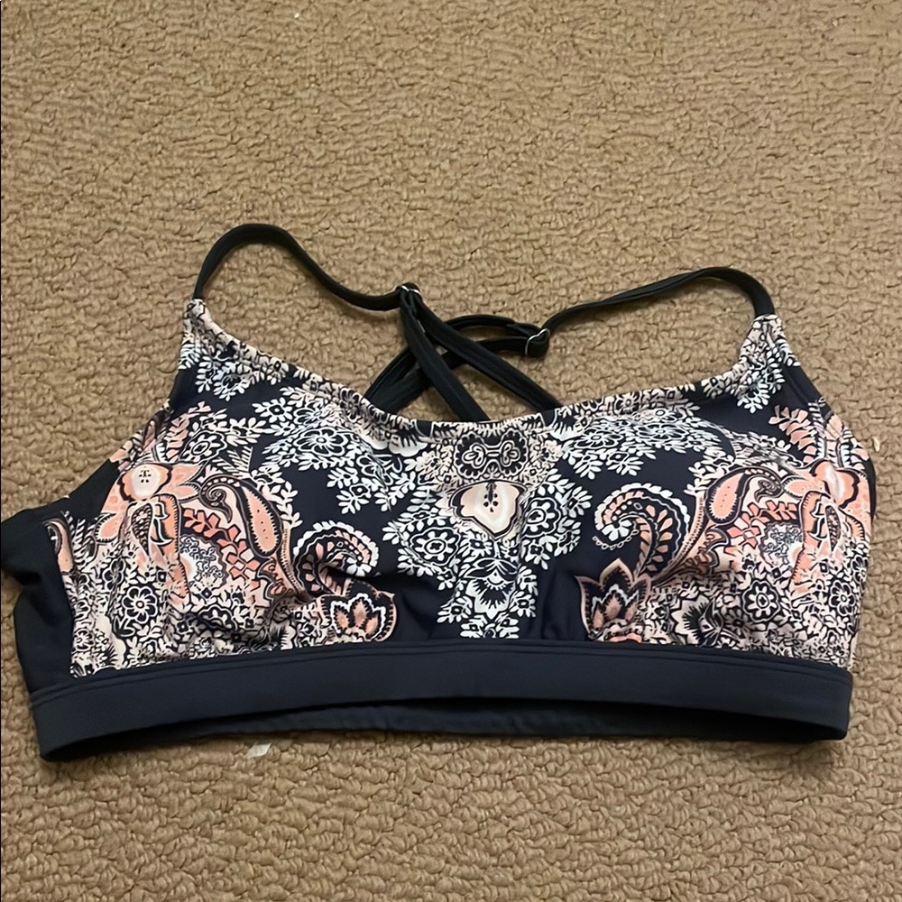 Floral Black and Pink Women's swim top